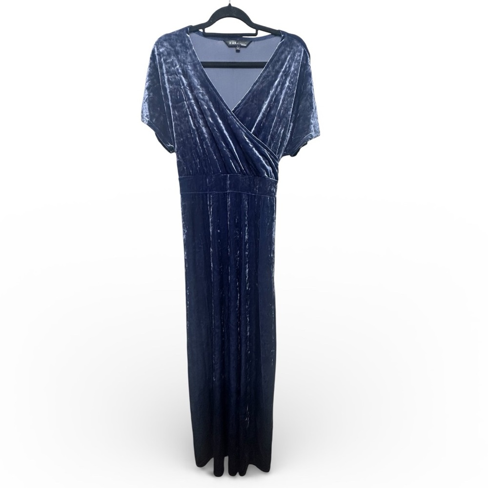 NWT LuLaRoe Velvet Wrap Maxi Dress- Blue- Large